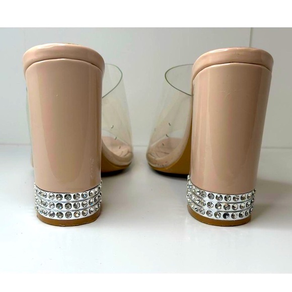 Cape Robbin, beige and clear Mule style heels. - Picture 2 of 2